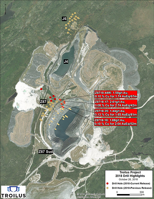  Property plan map showing location of significant drill results